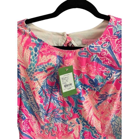 Lilly Pulitzer Womens Pink Blue Fiesta Stretch Ruffled Sleeve Dress Size 4 - Picture 9 of 12
